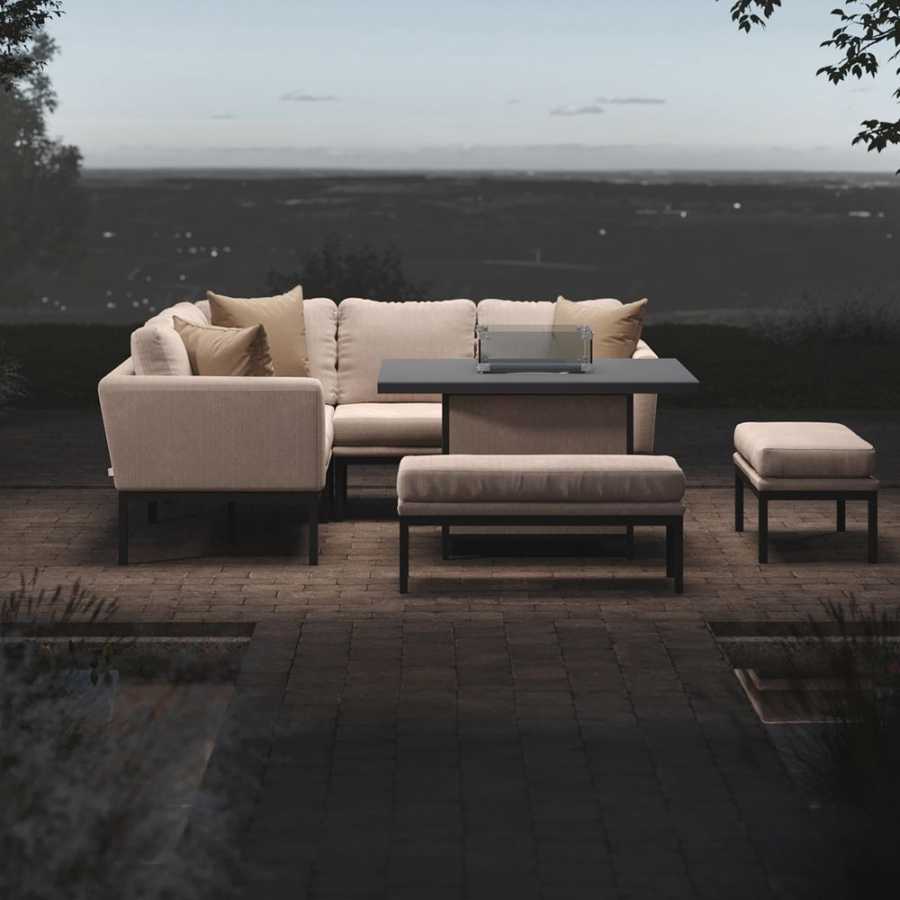 Maze Pulse 9 Seater Outdoor Corner Sofa Set With Fire Pit Table - Oatmeal