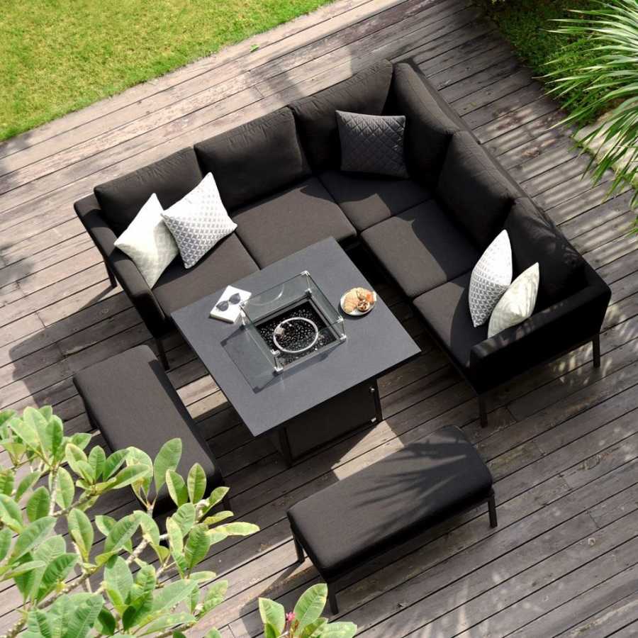 Maze Pulse 9 Seater Outdoor Corner Sofa Set With Fire Pit Table - Charcoal