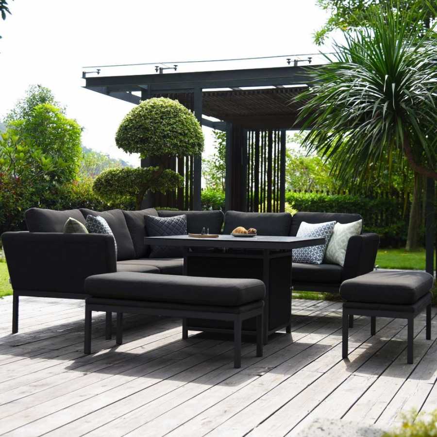 Maze Pulse 9 Seater Outdoor Corner Sofa Set With Fire Pit Table - Charcoal