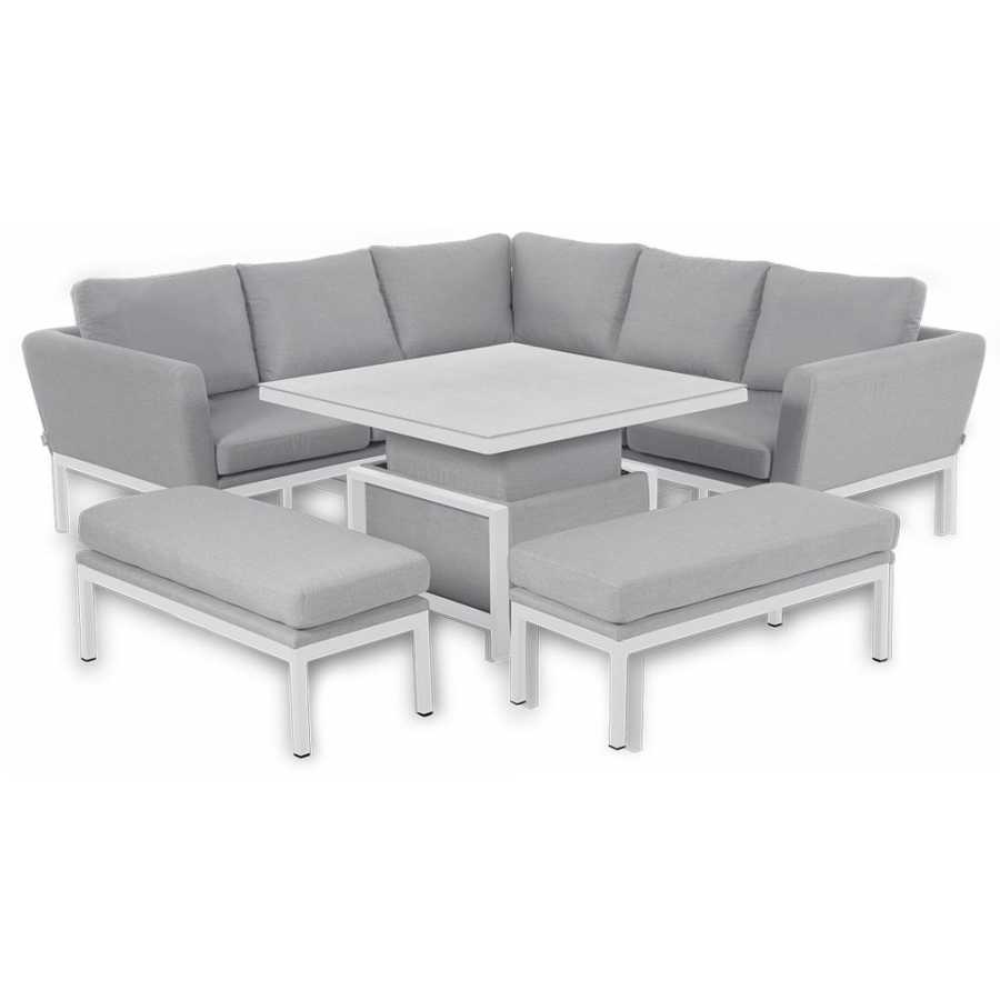 Maze Pulse 9 Seater Outdoor Corner Sofa Set With Rising Table - Lead Chine