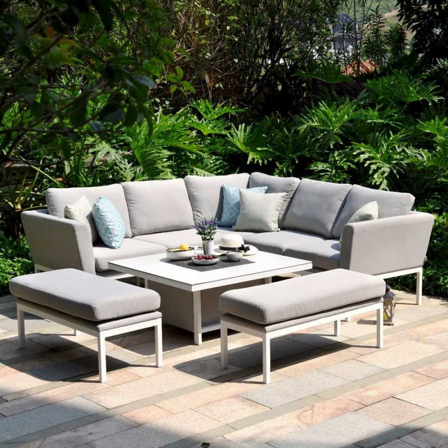 Maze Pulse 9 Seater Outdoor Corner Sofa Set With Rising Table - Lead Chine