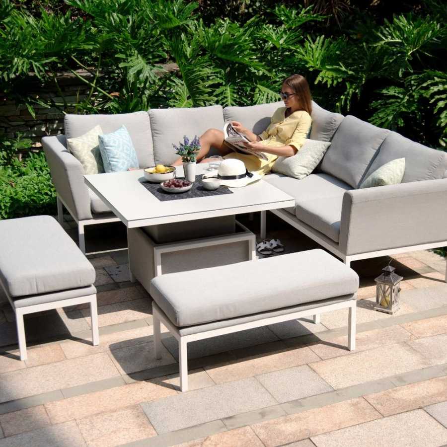 Maze Pulse 9 Seater Outdoor Corner Sofa Set With Rising Table - Lead Chine