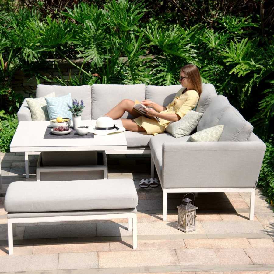 Maze Pulse 9 Seater Outdoor Corner Sofa Set With Rising Table - Lead Chine