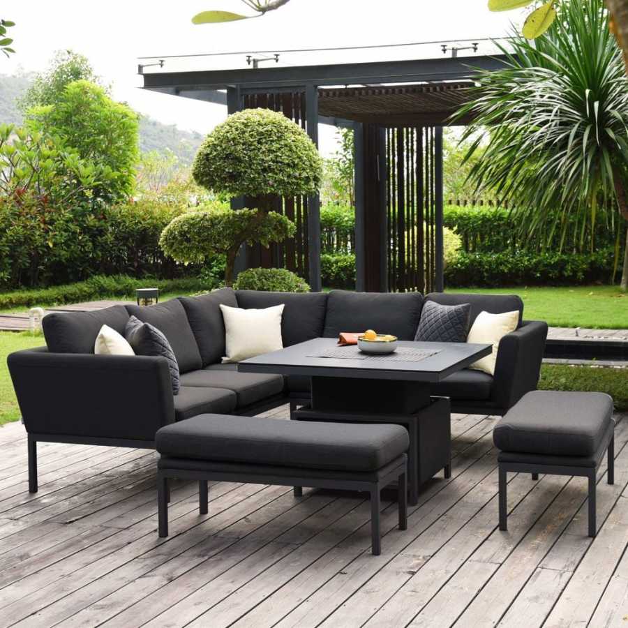 Maze Pulse 9 Seater Outdoor Corner Sofa Set With Rising Table - Charcoal