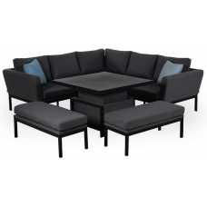 Maze Pulse 9 Seater Outdoor Corner Sofa Set With Rising Table - Charcoal