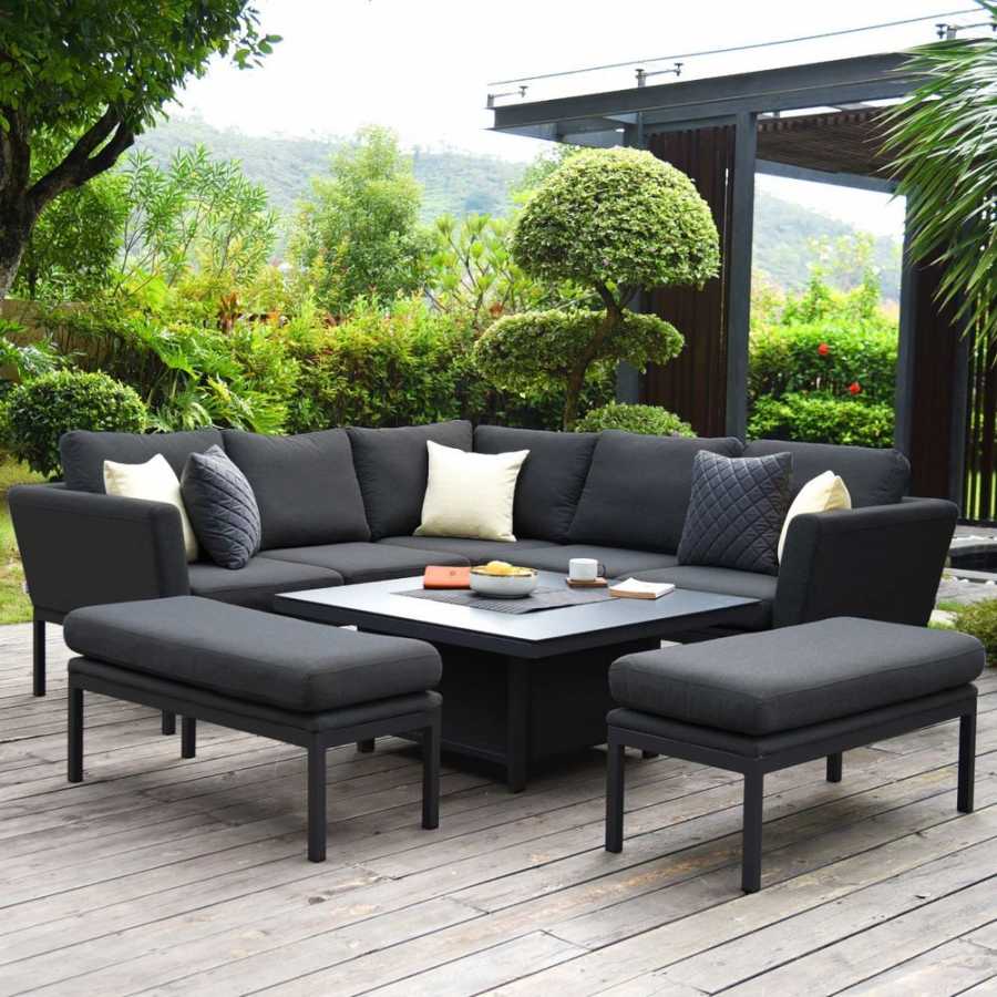 Maze Pulse 9 Seater Outdoor Corner Sofa Set With Rising Table - Charcoal