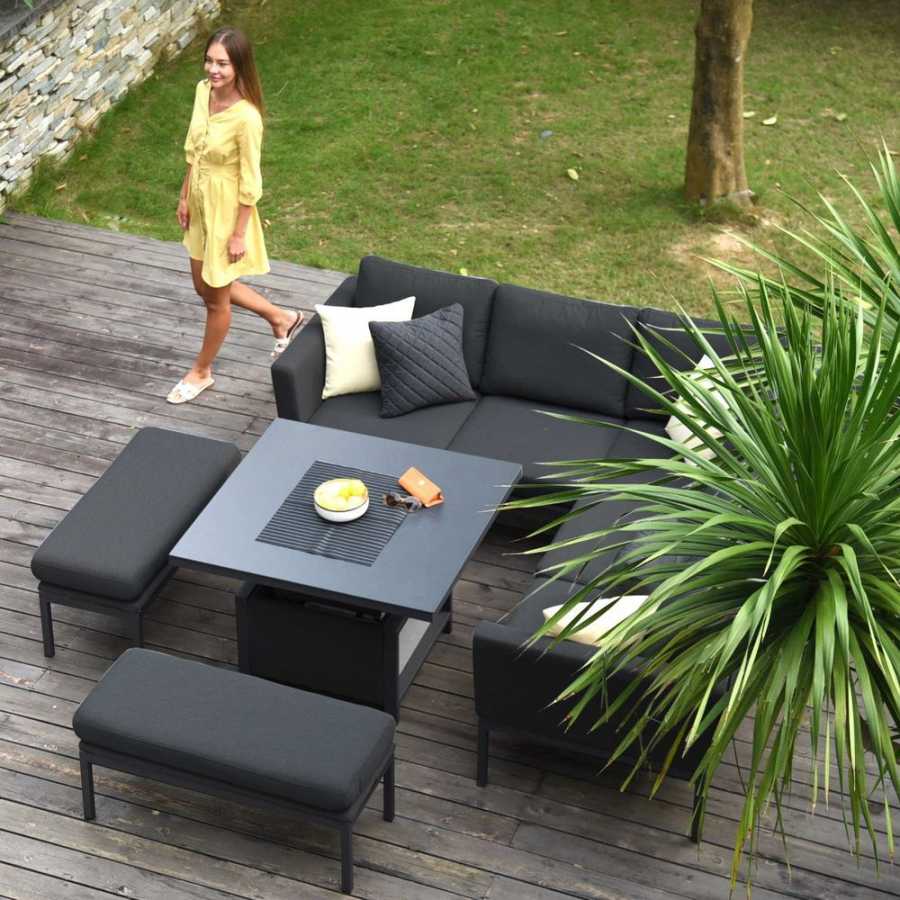 Maze Pulse 9 Seater Outdoor Corner Sofa Set With Rising Table - Charcoal