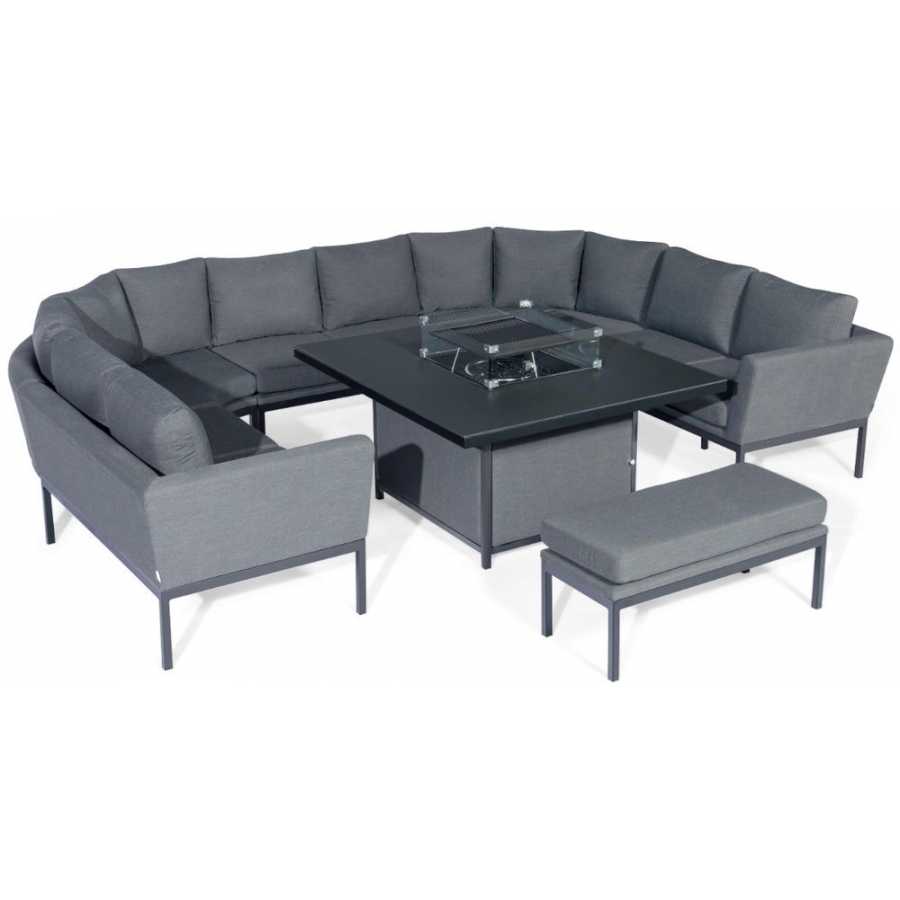 Maze Pulse U-Shaped Outdoor Sofa Set With Fire Pit Table - Flanelle