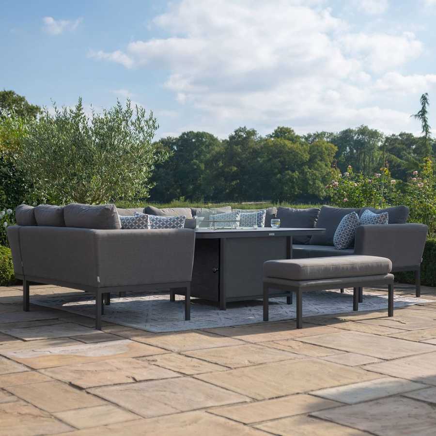 Maze Pulse U-Shaped Outdoor Sofa Set With Fire Pit Table - Flanelle