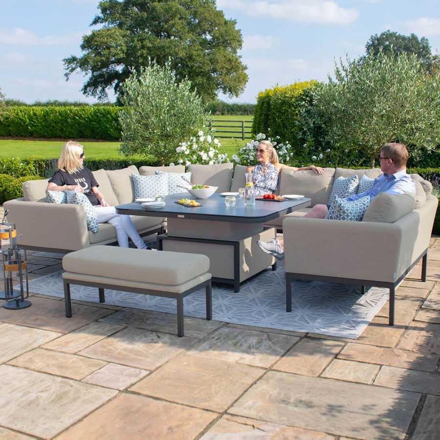 Maze Pulse U-Shaped Outdoor Sofa Set With Rising Table - Oatmeal