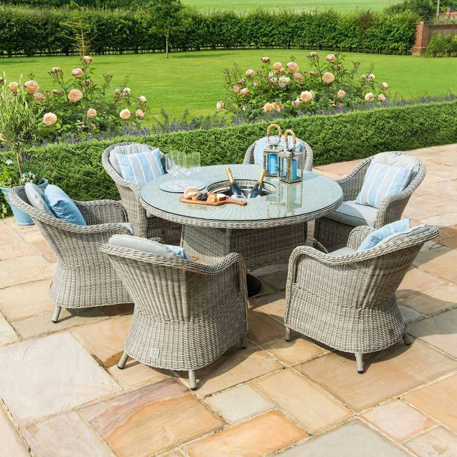 Maze Oxford Heritage Round 6 Seater Outdoor Dining Set With Ice Bucket Table And Lazy Susan