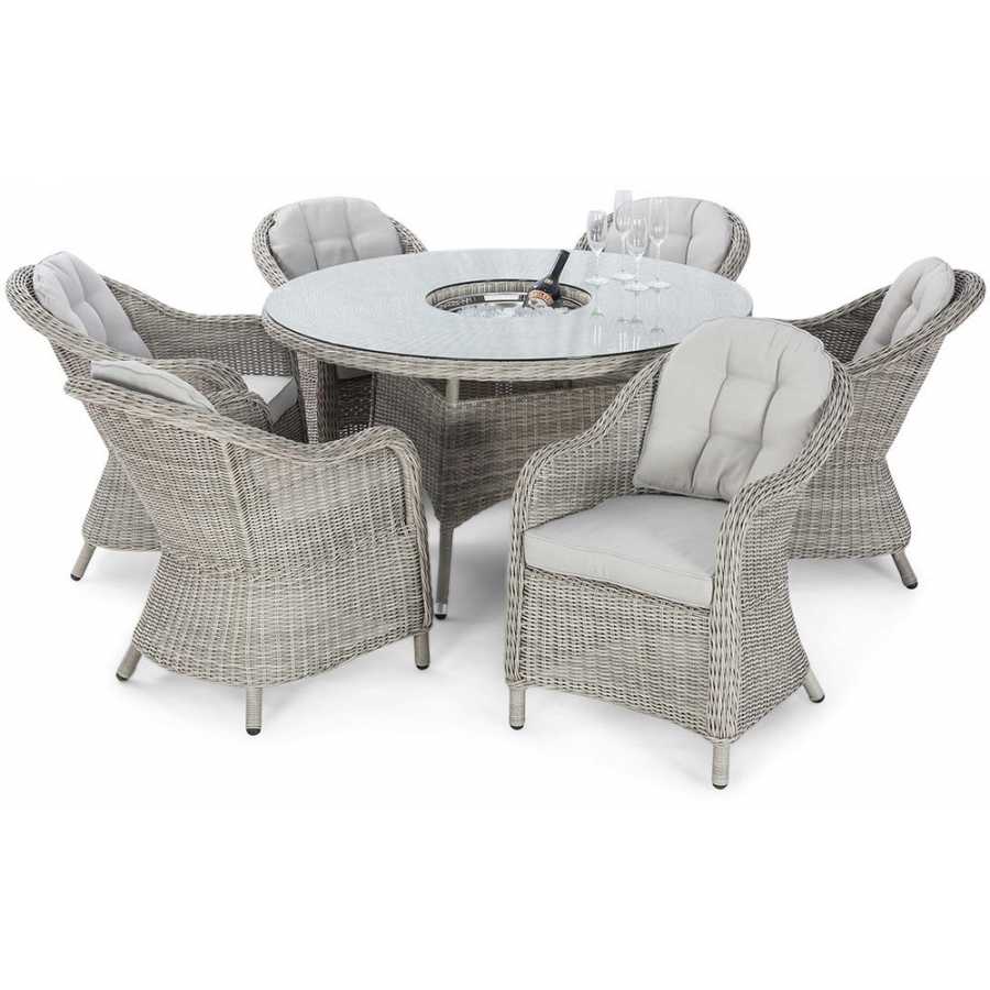 Maze Oxford Heritage Round 6 Seater Outdoor Dining Set With Ice Bucket Table And Lazy Susan