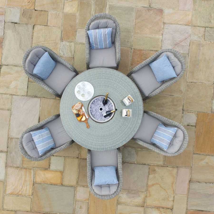Maze Oxford Heritage Round 6 Seater Outdoor Dining Set With Ice Bucket Table And Lazy Susan