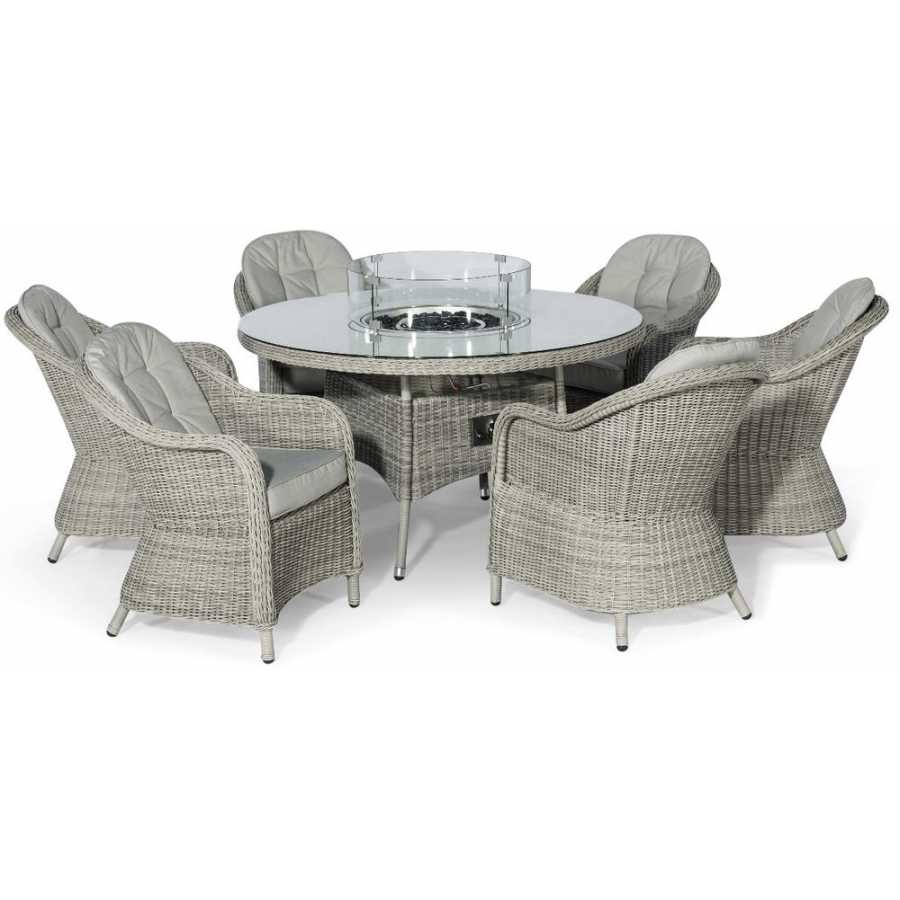 Maze Oxford Heritage Round 6 Seater Outdoor Dining Set With Fire Pit Table And Lazy Susan