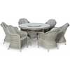 Maze Oxford Heritage Round 6 Seater Outdoor Dining Set With Fire Pit Table & Lazy Susan