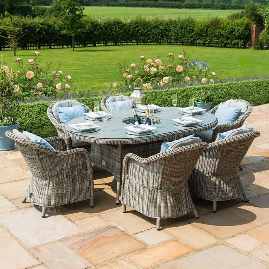 Maze Oxford Heritage Oval 6 Seater Outdoor Dining Set With Ice Bucket Table And Lazy Susan