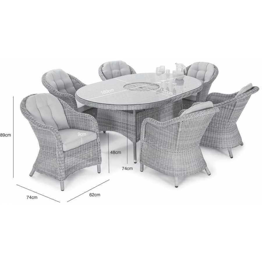 Maze Oxford Heritage Oval 6 Seater Outdoor Dining Set With Ice Bucket Table And Lazy Susan