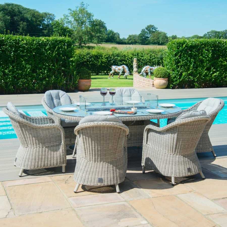 Maze Oxford Heritage Oval 6 Seater Outdoor Dining Set With Fire Pit Table