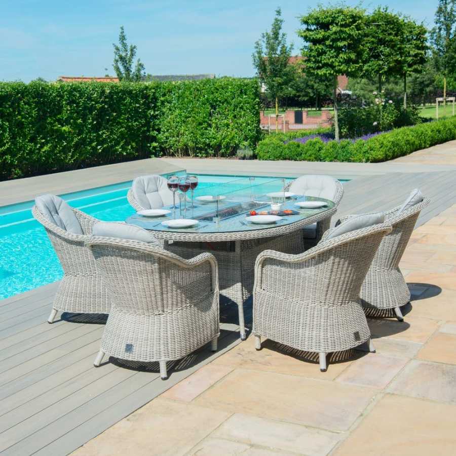 Maze Oxford Heritage Oval 6 Seater Outdoor Dining Set With Fire Pit Table