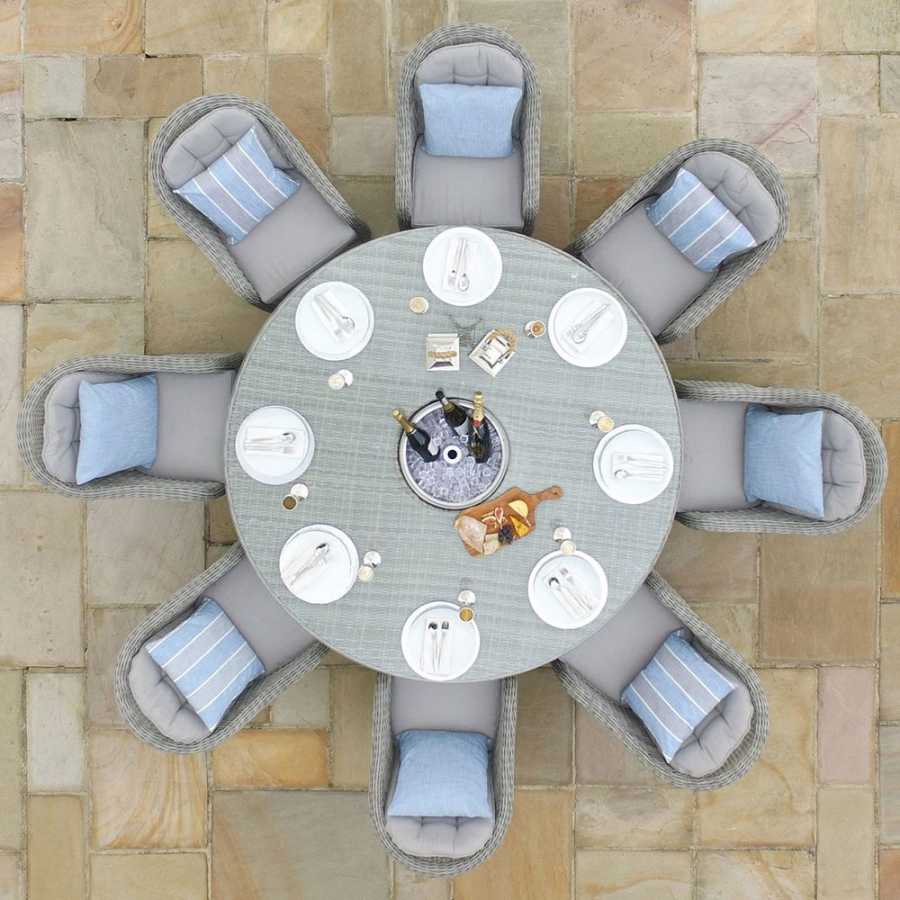 Maze Oxford Heritage Round 8 Seater Outdoor Dining Set With Ice Bucket Table And Lazy Susan