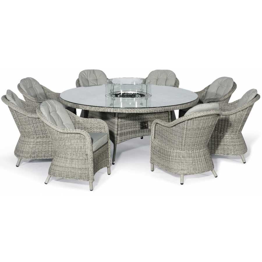 Maze Oxford Heritage Round 8 Seater Outdoor Dining Set With Fire Pit Table And Lazy Susan