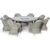 Maze Oxford Heritage Round 8 Seater Outdoor Dining Set With Fire Pit Table & Lazy Susan