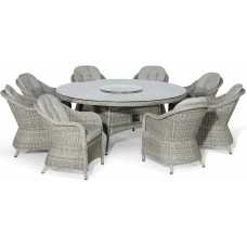 Maze Oxford Heritage Round 8 Seater Outdoor Dining Set With Fire Pit Table & Lazy Susan