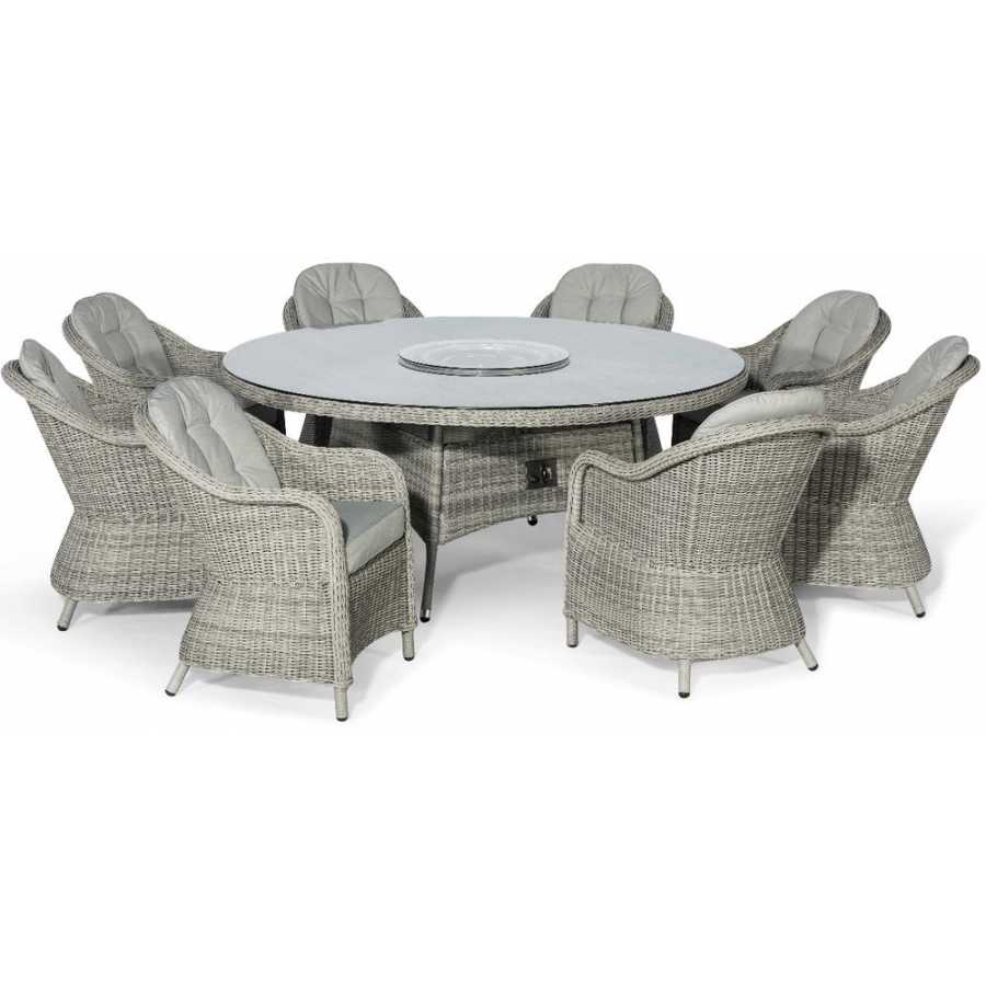Maze Oxford Heritage Round 8 Seater Outdoor Dining Set With Fire Pit Table And Lazy Susan
