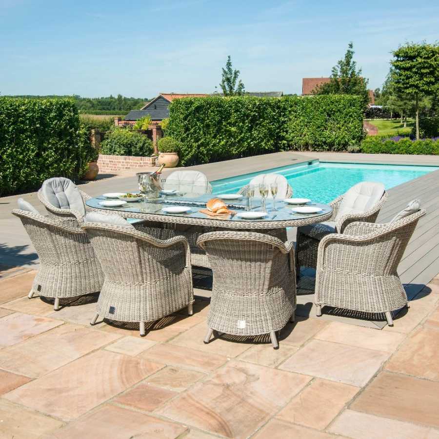 Maze Oxford Heritage Oval 8 Seater Outdoor Dining Set With Fire Pit Table