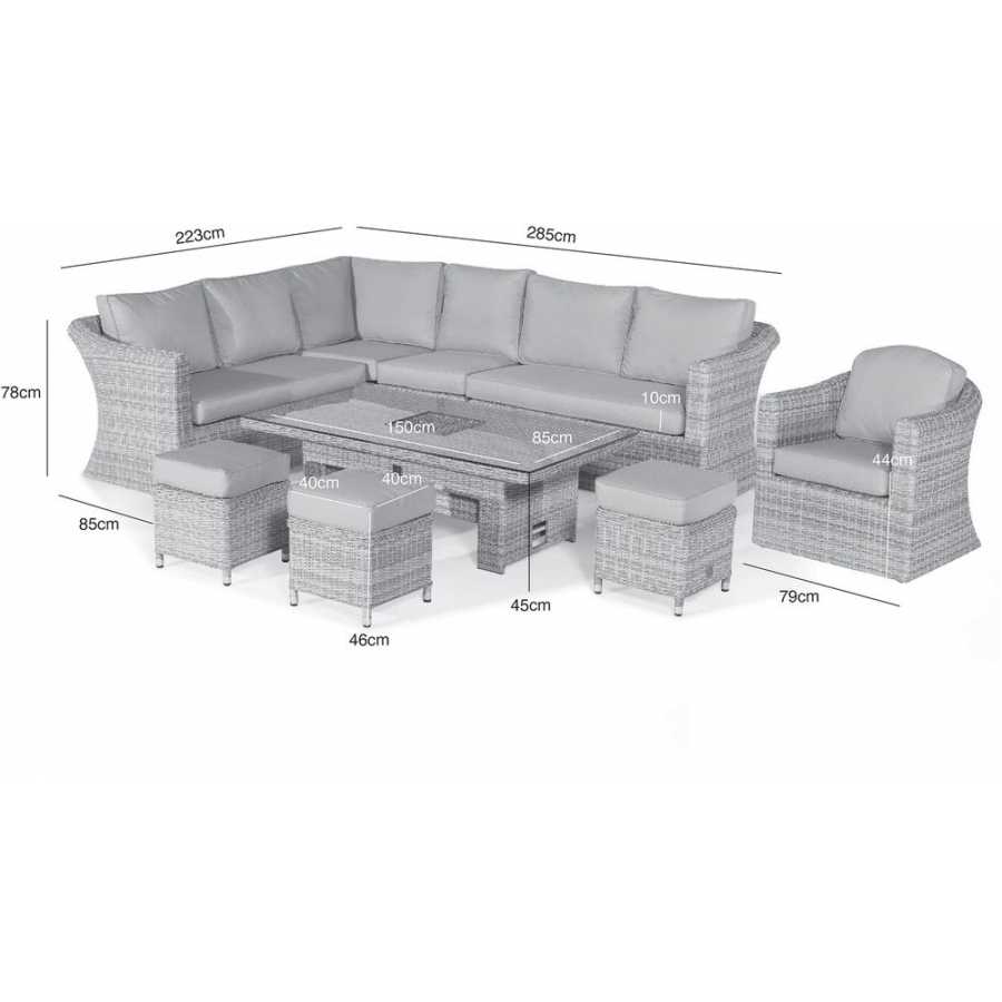 Maze Oxford Deluxe 10 Seater Outdoor Corner Sofa Set With Rising Ice Bucket Table