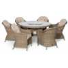 Maze Winchester Heritage Round 6 Seater Outdoor Dining Set With Fire Pit Table & Lazy Susan