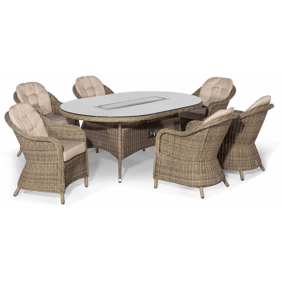 Maze Winchester Heritage Oval 6 Seater Outdoor Dining Set With Fire Pit Table