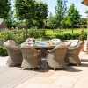 Maze Winchester Heritage Round 8 Seater Outdoor Dining Set With Fire Pit Table & Lazy Susan