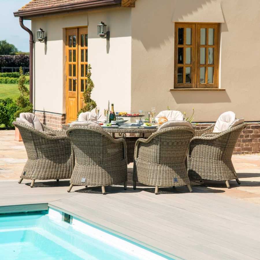 Maze Winchester Heritage Round 8 Seater Outdoor Dining Set With Fire Pit Table And Lazy Susan