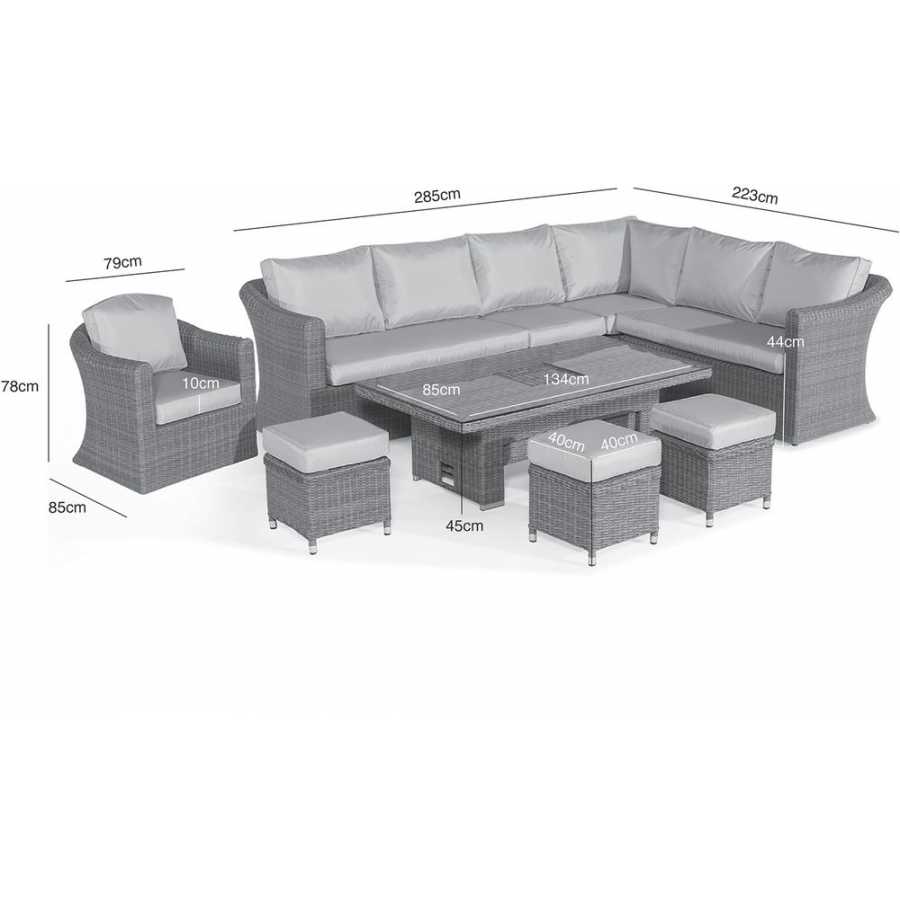 Maze Winchester Deluxe 10 Seater Outdoor Corner Sofa Set With Rising Table