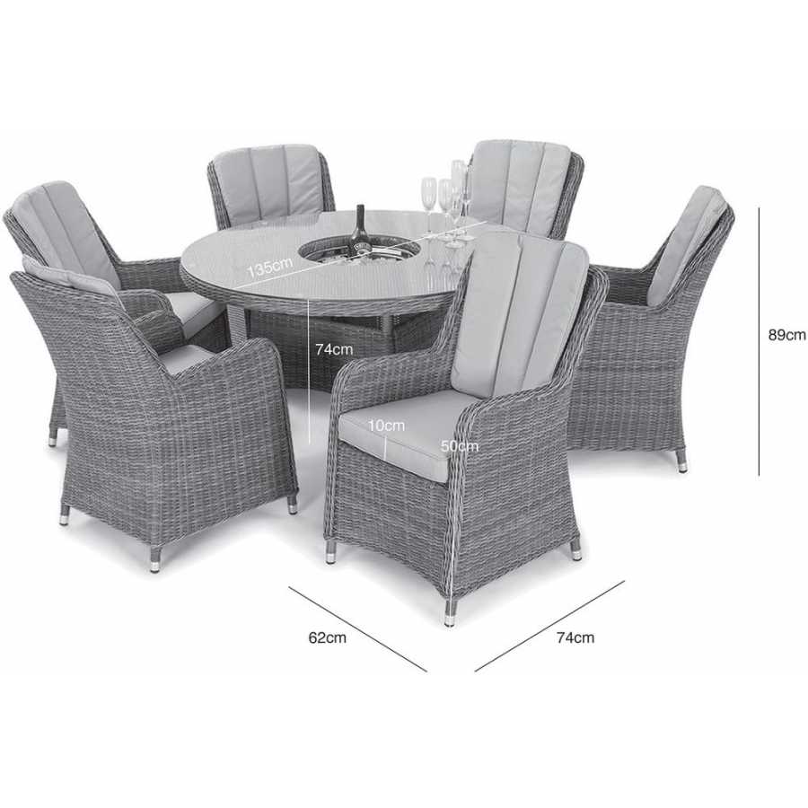 Maze Winchester Heritage Round 6 Seater Outdoor Dining Set With Ice Bucket Table And Lazy Susan