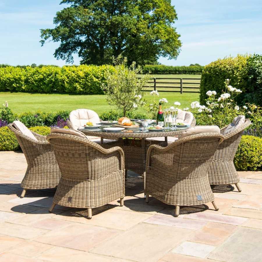 Maze Winchester Heritage Round 6 Seater Outdoor Dining Set With Ice Bucket Table And Lazy Susan