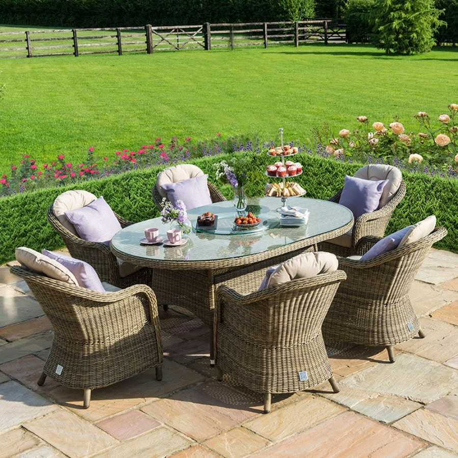 Maze Winchester Heritage Oval 6 Seater Outdoor Dining Set With Ice Bucket Table And Lazy Susan