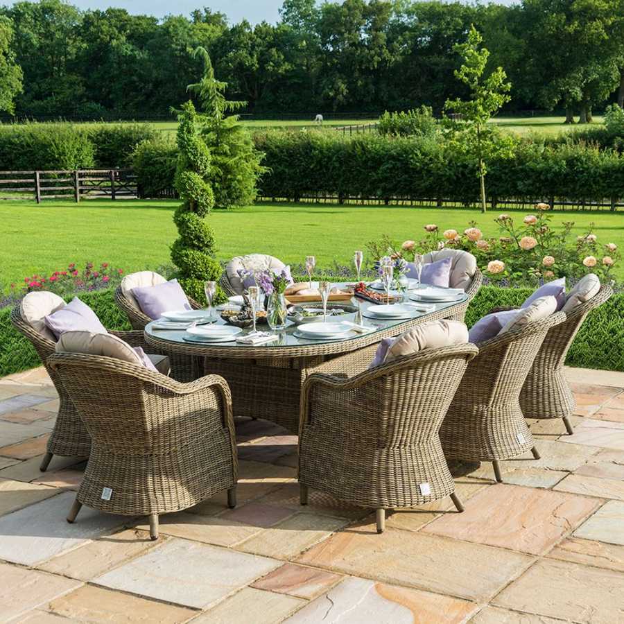 Maze Winchester Heritage Oval 8 Seater Outdoor Dining Set With Ice Bucket Table And Lazy Susan