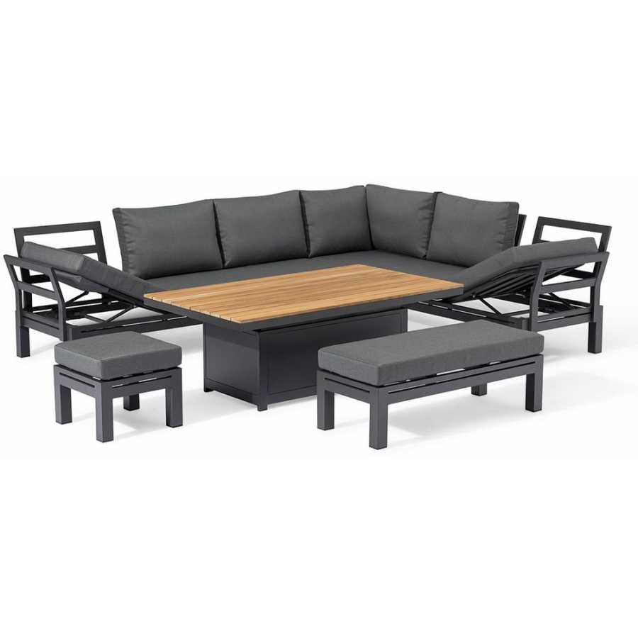 Maze Oslo 9 Seater Outdoor Corner Sofa Set With Rising Table - Charcoal