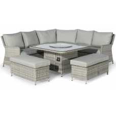 Maze Oxford Royal 7 Seater Outdoor Corner Sofa Set With Fire Pit Table