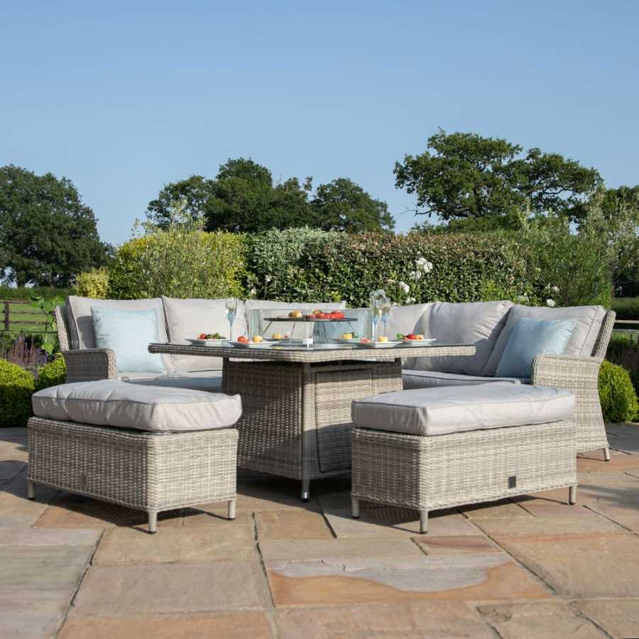 Maze Oxford Royal 7 Seater Outdoor Corner Sofa Set With Fire Pit Table