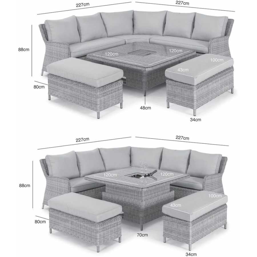 Maze Oxford Royal 10 Seater Outdoor Corner Sofa Set With Rising Ice Bucket Table