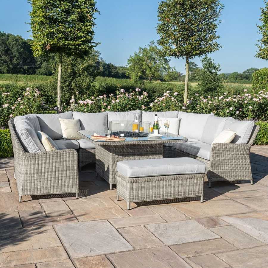 Maze Oxford U-Shaped Outdoor Sofa Set With Fire Pit Table