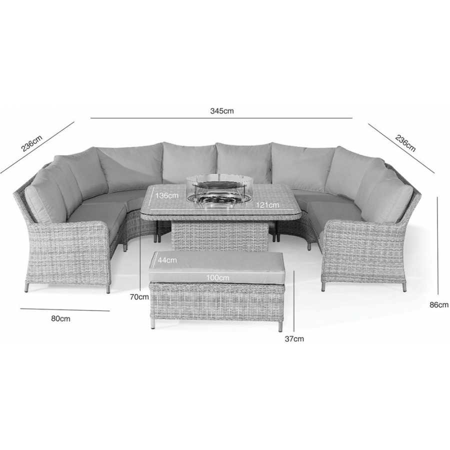 Maze Oxford U-Shaped Outdoor Sofa Set With Fire Pit Table