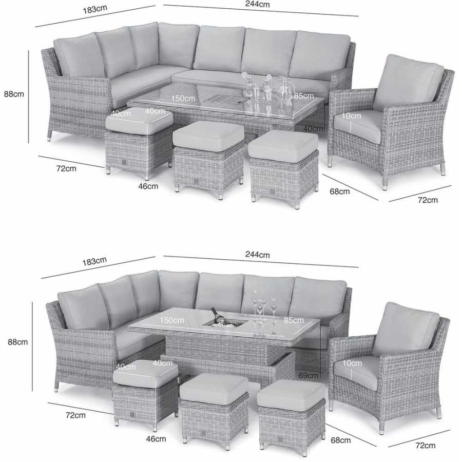 Maze Oxford 10 Seater Outdoor Corner Sofa Set With Rising Ice Bucket Table