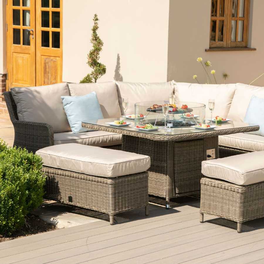 Maze Winchester 10 Seater Outdoor Corner Sofa Set With Fire Pit Table