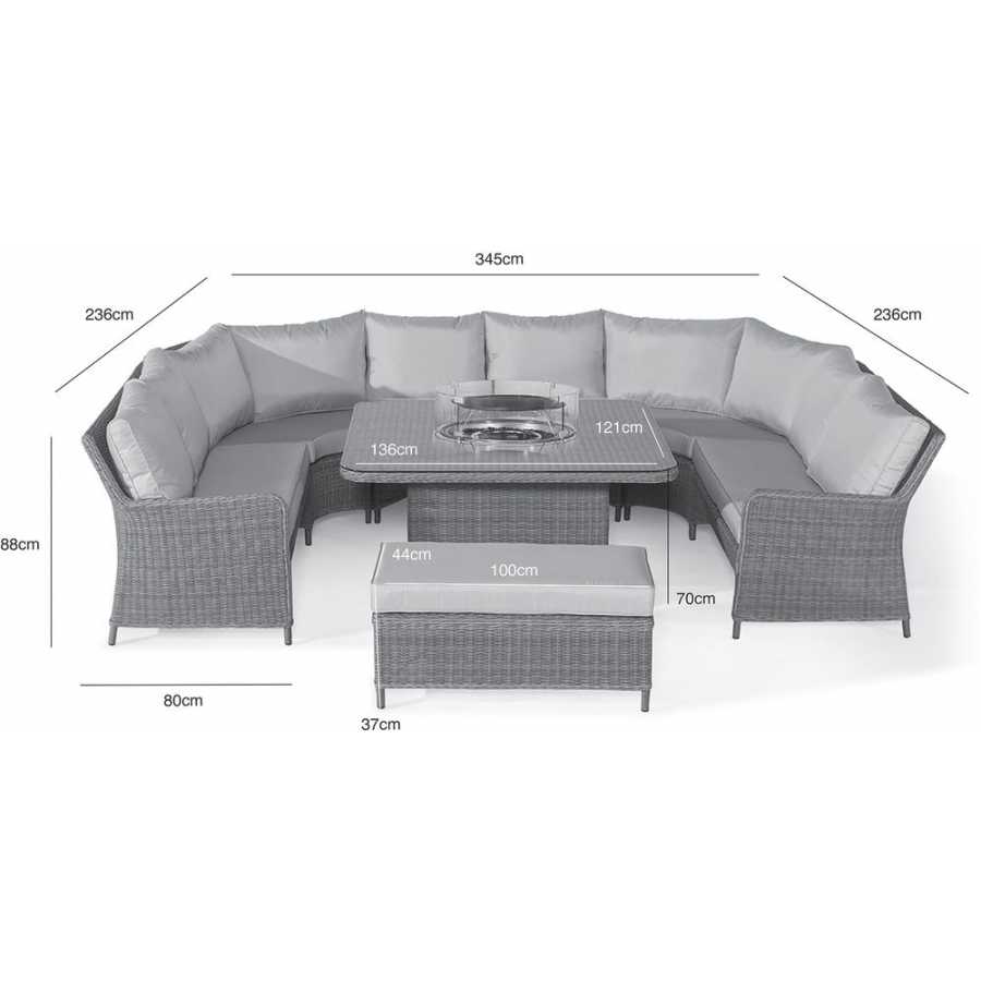 Maze Winchester U-Shaped Outdoor Sofa Set With Fire Pit Table