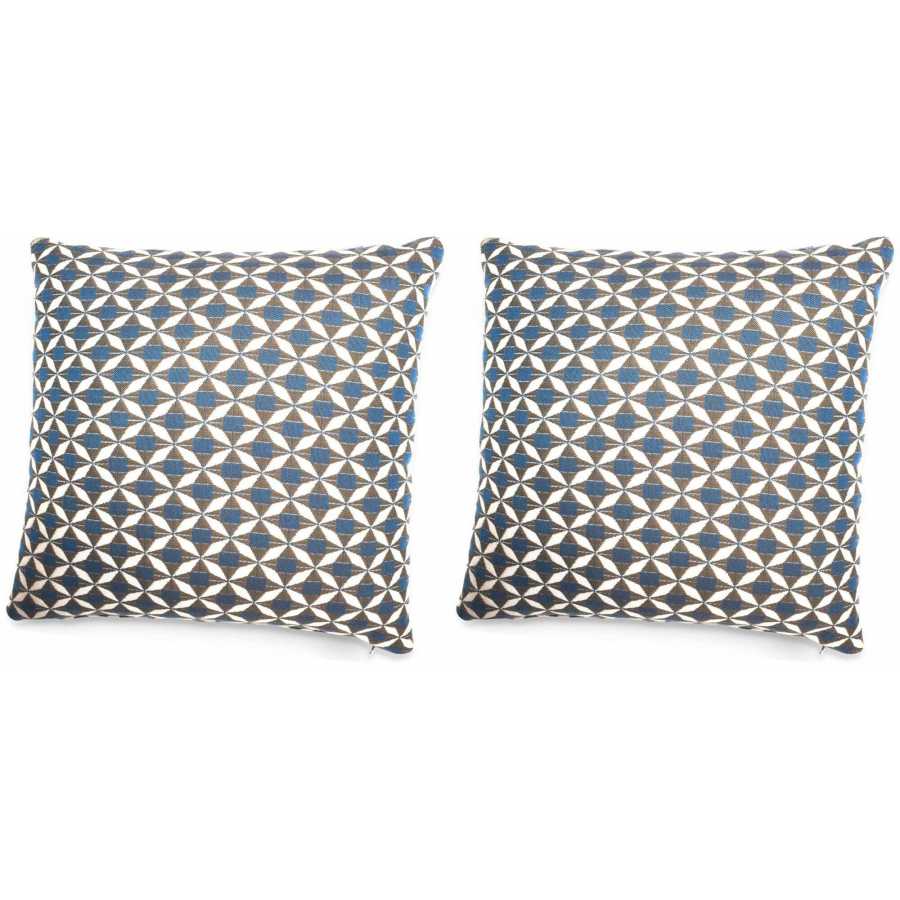 Maze Mosaic Square Outdoor Cushions - Set of 2 - Blue