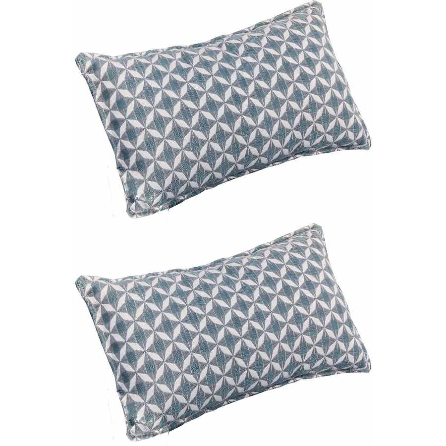 Maze Mosaic Rectangular Outdoor Cushions - Set of 2 - Blue